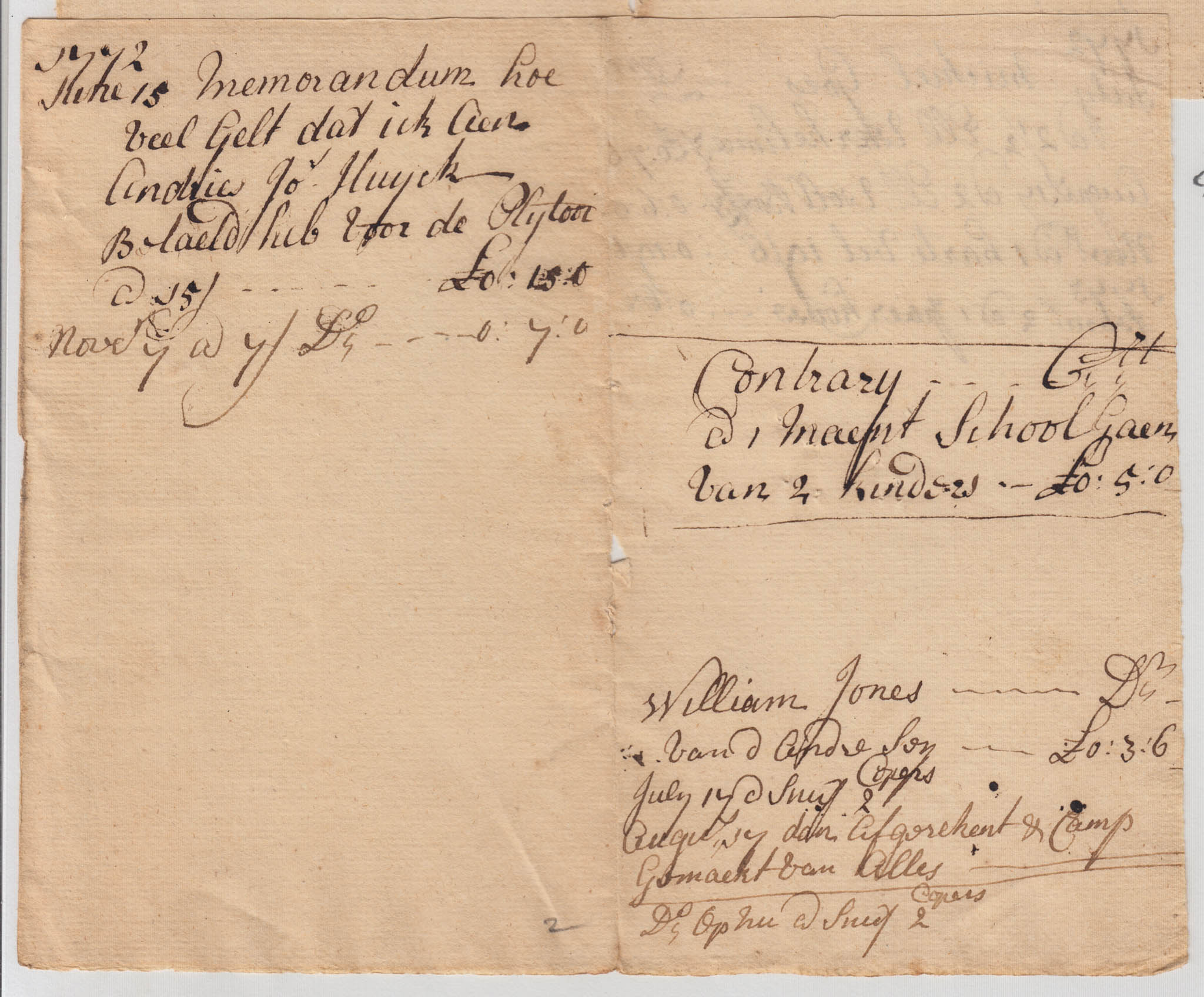 BH101, 1772 & 1773 Account Book Page of Elizabeth Huyck